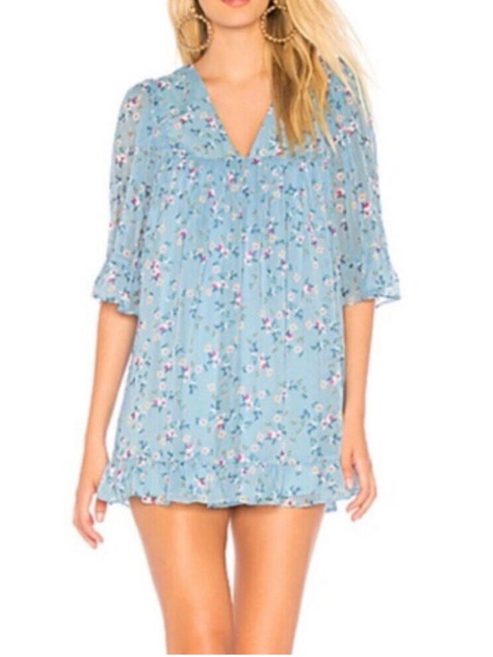 Revolve x Tularosa Chloe Ditzy Floral Blue Mini dress in Medium NWT‎
